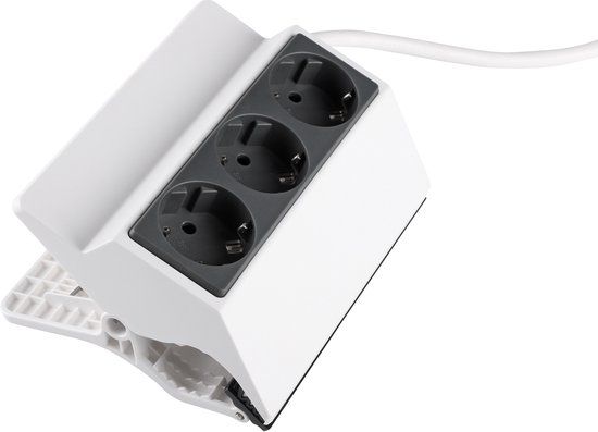 Q-Link Stekkerdoos met Klembevestiging - 3 meter - Wit
