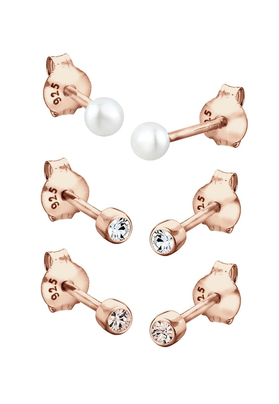 Elli Oorbellen Dames Elegant met ZoetwaterParels Kristallen in 925 Sterling Zilver