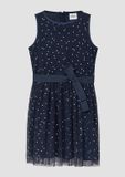 s.Oliver Robe enfant bleu marine à pois manches longues col rond Polyester Fête Robe patineuse