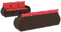 vidaXL 8-delige tuinbankset met kussens, bruin, polyrotan
