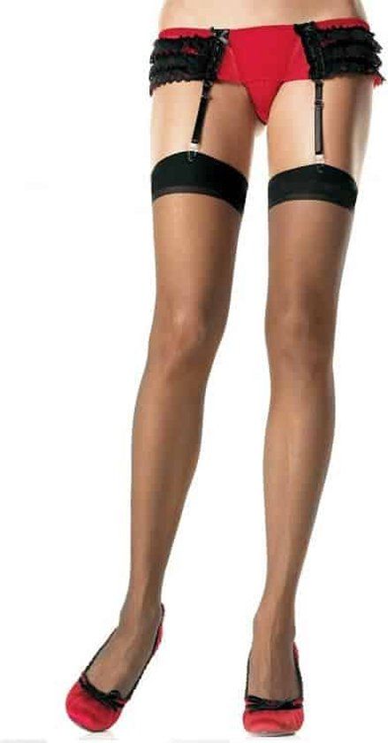 Leg Avenue Plus Size Lace Top Hold-Ups - Black - One Size