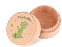 Merkloos / Sans marque Solidchoice - Houten Melktanden Doos voor Kinderen, Schattig Motief, Dinosaurus, Hout