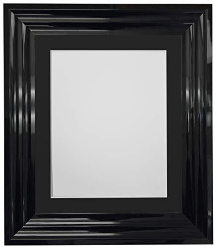 FRAMES BY POST Firenza Hoogglans Zwart Fotolijst Plastic Glas met Zwarte Mount 50x70 cm Afbeeldingsgrootte 24 "x 16"