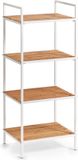 Zeller Badkamerkastje - 4 planken - wit - bamboe - 33 x 95 cm