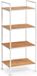 Zeller Badkamerkastje - 4 planken - wit - bamboe - 33 x 95 cm