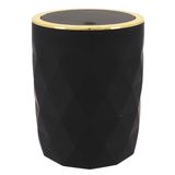 Tendance Badkamer prullenbak Diamond - zwart - kunststof - 8 x 34 cm