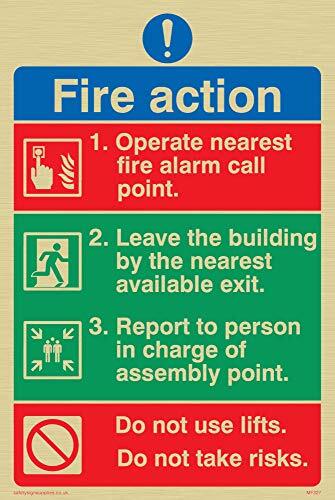 Viking Signs Viking Signs MF327-A6P-GV Pictorial Fire Action Sign, Vinyl, Goud, 150 mm H x 100 mm W