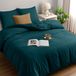 TRANKIELO® Housse de couette 240x260 cm + 2 taies d'oreiller 65x65 cm - Polyester Microfibre brossé - Teal