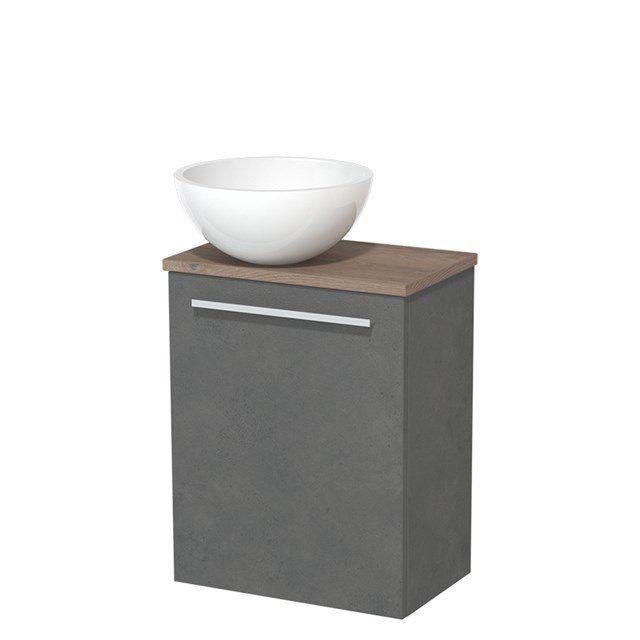 Maxaro Toiletmeubel Modulo Donkergrijs Beton 41 cm Middenbruin Eiken