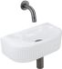 QeramiQ Fuente fonteinset – halfrond – 40x21.5x12 cm – keramiek wit glans – kraan gunmetal – geribbeld