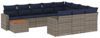 vidaXL 11-delige Loungeset met Kussens Poly Rattan Grijs