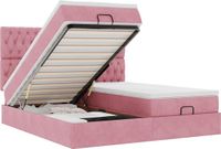 vidaXL Ottoman bed met matrassen 180x200cm fluweel roze