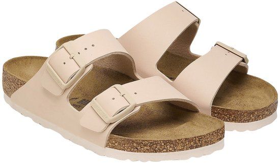 Birkenstock Arizona Slippers Dames Beige Leer