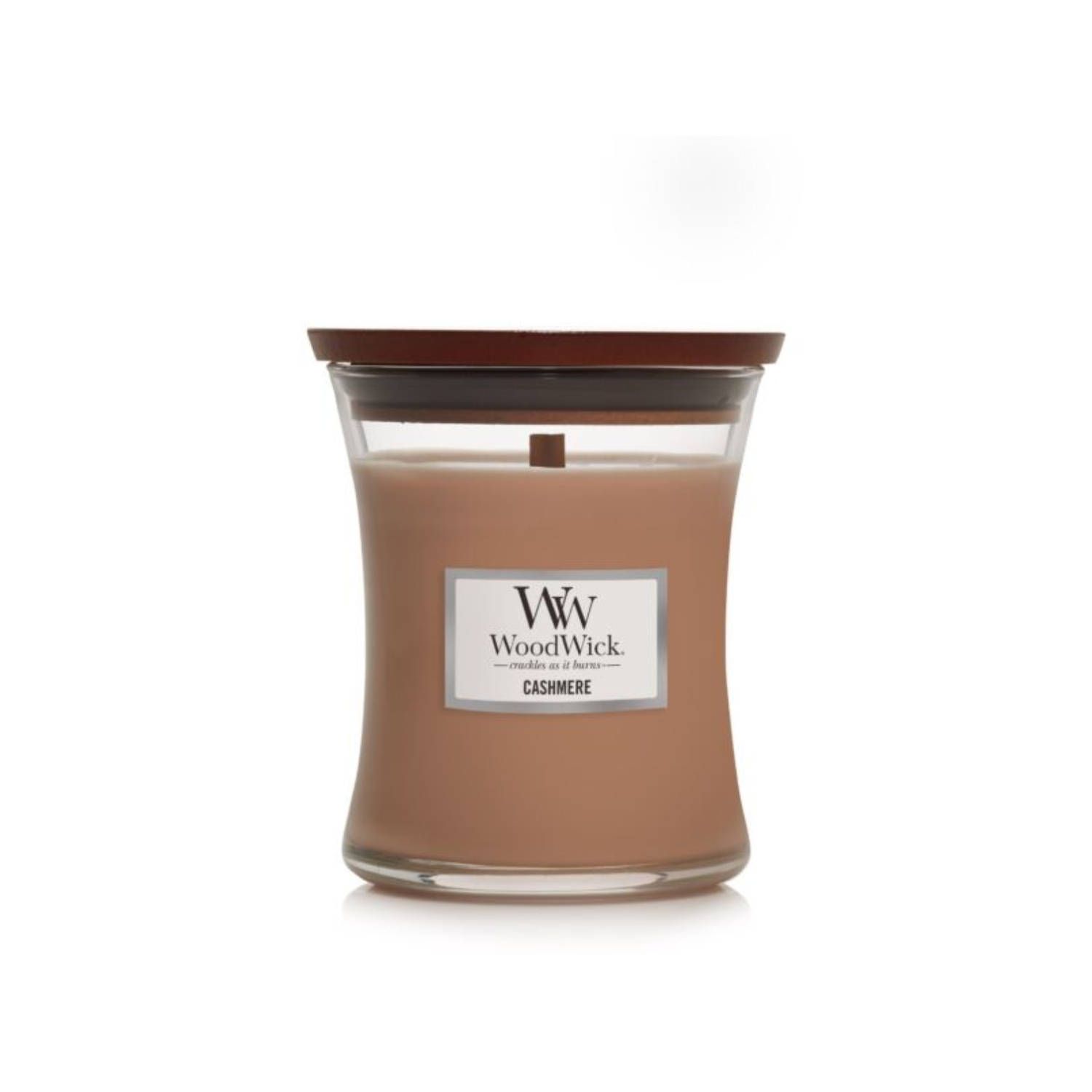 WoodWick Kaars Medium Cashmere - 11 cm / ø 10 cm - Bruin