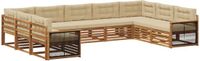 vidaXL - Hoek loungeset - 9 zitplekken - Natuurlijk en beige - Massief acacia hout