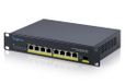 DIGITUS PoE+-netwerkswitch – 10 inch 1HE – 2,5 Gbit/s – 8 RJ45-poorten | 1 SFP+-uplink 10 Gbit/s – 80 W PoE-budget – onbeheerd – voor 10 inch (254 mm) netwerkkasten – zwart