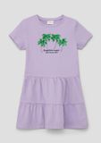 s.Oliver Jurk met paillettenapplicatie, lange mouw, ronde hals, kuithoogte, lavendel, polyester