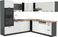 Vicco Hoekkeuken R-Line, Wit Landhuis/Antraciet, 247 x 237 cm, WB Eik