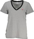 Levi's The Perfect T-shirt V-hals Korte Mouw Wit/Zwart Dames L