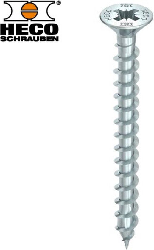 HECO TOPIX-Plus spaanplaatschroef 5x20mm platkop verzinkt voldraad PZD 2 (500 stuks)