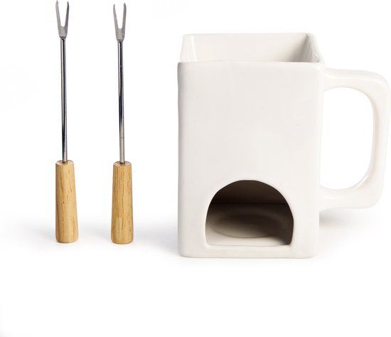 Kikkerland Fondue pannetje voor 2 - Keramiek - Wit