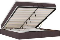 vidaXL Ottoman Bed with Mattresses 200x200cm Fabric Dark Brown