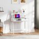 Bureau, Bureau D'Ordinateur, Style Néo-rétro, Tiroir, Niche, Étagère Métallique, Blanc