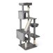 Amazon Basics Kattenkrabpaal, Kattenhuis met Meerdere Verdiepingen, incl. Krabpaal, Knusse Hangmat en Zitstokken voor Volwassen Katten, interactieve Hangbal, L – Hoogte 152,7cm (60,1in), Grijs