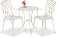 Merkloos Relaxdays bistro set, bistrotafel en stoelen, 2 persoons, met parasolgat, aluminium, tuinset, buiten, wit-brons