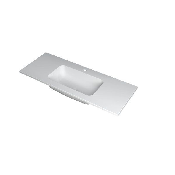 Ink Faktor Wastafel polystone midden met 1 kraangat 120x45x1.5cm Mat wit 3407261