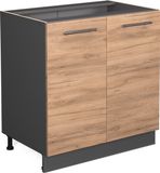 Vicco Keukenonderkast Fame-Line, Goudkleurig Eiken/Antraciet, 80 cm zonder werkblad