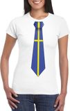 Bellatio Decorations Shoppartners Bv Wit t-shirt met Zweedse vlag stropdas dames - Zweden supporter M