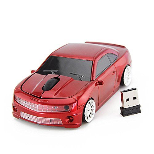 Jinfili Auto Vorm Draadloze Muis Ergonomische Optische Muizen USB Ontvanger 3D 2.4 GHz Sport voor PC Laptop Computer rood Jinfili-003