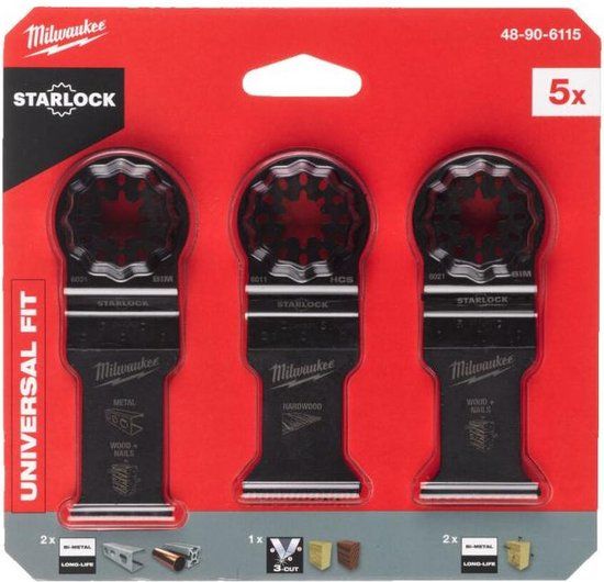Milwaukee Multitool Starlock Hout & Metaal Bladenset - 5-delig