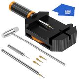 MMOBIEL Horlogeband Schakel Pin Verwijderaar/Inkorter incl. Hamer – Verstelbaar & Reparatie Gereedschapsset voor Horlogeband Tool Kit – Aanpassing & Horloge Pinnen Vervanging Inkortset - Zwart