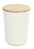 WENKO Voorraadpot Plaia 750 ml, crèmekleurige bewaarpot met deksel van bamboe voorzien van een siliconen ring, luchtdichte afsluiting, vaatwasmachinebestendige pot, BPA-vrij, Ø 10,5 × 14 cm
