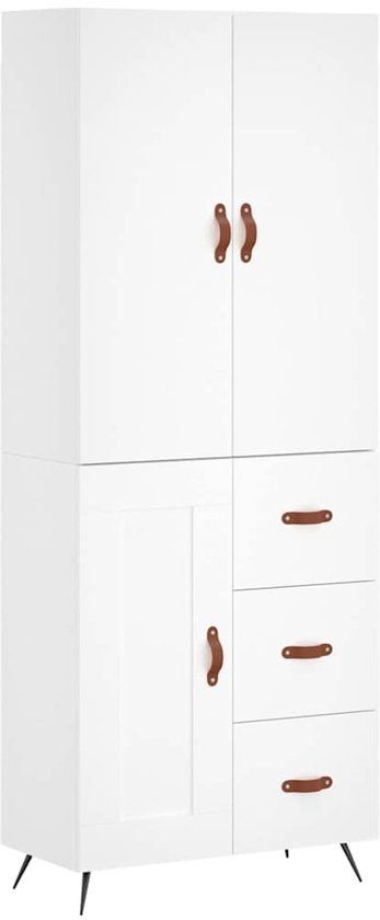 vidaXL Hoge kast bewerkt hout wit 69,5x34x180 cm