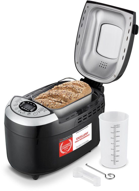 TZS First Austria Broodbakmachine, 900 tot 1250 gr Brood - Timer - 12 Bakprogramma's - 850W - Zwart