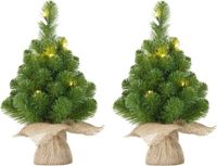 Mica Decorations Kunstkerstboom - mini formaat - met 3x LED lampjes - 45 cm