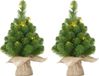Mica Decorations Kunstkerstboom - mini formaat - met 3x LED lampjes - 45 cm