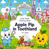 Apple Pip in Toothland - Cute teeth coloring book for children 5-8 years old and adults about dental hygiene toothbrushing. Promoting health habits.