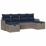 vidaXL Bankstel - 6-zits - Grijs en Marineblauw