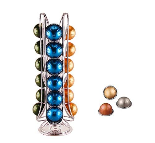 EXZACT Koffiecapsulehouder - Compatibel met Vertuo Nespresso Pods (24 stuks) - Roterende Pod Tower Rack