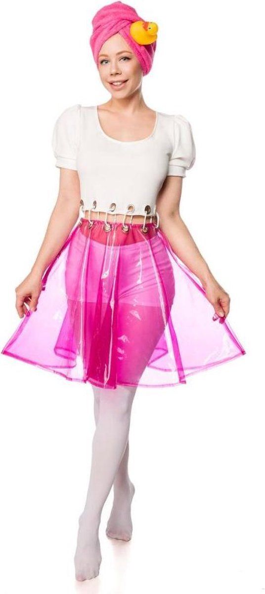 Mask Paradise Shower Girl Kostuum - Wit/Roze - S/M