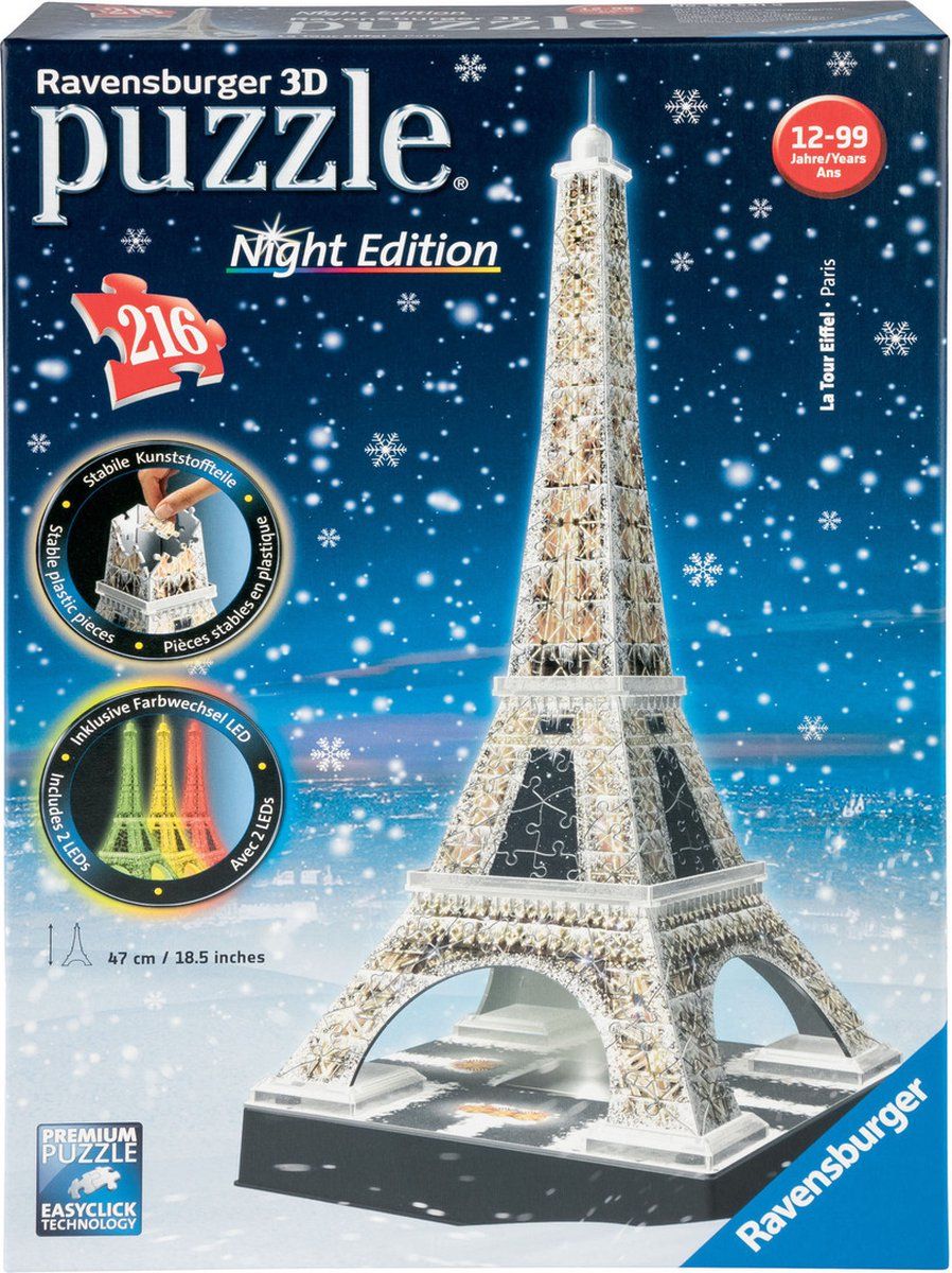 Ravensburger Eiffeltoren Night Edition - 3D puzzel gebouw - 216 stukjes