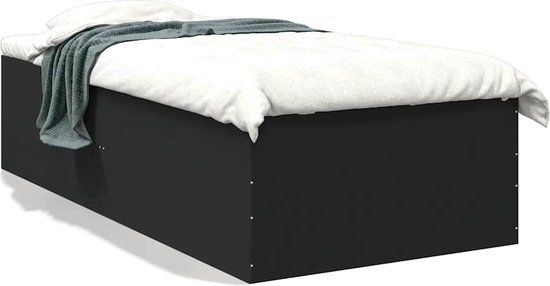 vidaXL Bedframe - Bewerkt Hout - Zwart - 90x200 cm