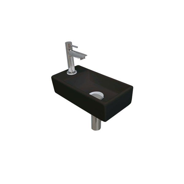 Ink Versus fonteinset 36x9x18cm kraangat links Porselein Mat zwart/chroom 1805302