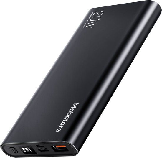 Mobstore Powerbank - 10.000mAh - 20W Fast Charge - Zwart - LED Display
