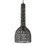Hanglamp, LUSSIOL Hanglamp, rotan, 60 W, zwart, ø 23 x H 60 cm