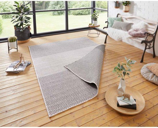 Bougari Maui Vloerkleed - 80x250 cm - Grijs & Crème